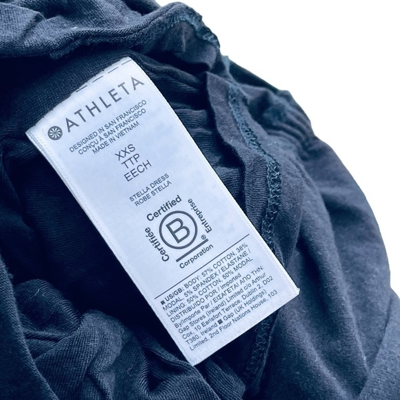 ATHLETA Stella Black Cotton Dress Bodycon style 798372 Rtl $89 sz xxsm (7014) - Picture 4 of 12